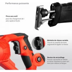 Scie Sabre 850W TEENO,2 Lames Fournies - Rouge -Scie électrique portative Soldes 10817272 3