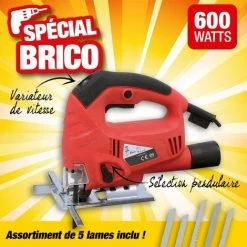 OUTIROR Scie Sauteuse Pendulaire 600w, Livrée Avec 5 Lames