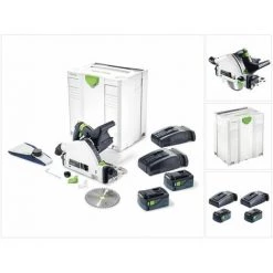 Festool TSC 55 Li 5,2 REBI-Plus/XL-SCA 18 / 36 V Scie Circulaire Plongeante Sans Fil + Coffret Systainer + 2x Batteries 5,2 Ah + 2x Chargeurs ( 575689 )
