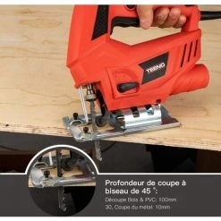 TEENO Scies Sauteuses,Professional 600W Scie Sauteuse électrique, Hauteur De Course 22mm, 3000SPM, Angle Max 45°, 6 Vitesses, Avec 6 Accessoires - Rouge 9 TEENO Scies Sauteuses,Professional 600W Scie Sauteuse électrique, Hauteur De Course 22mm, 3000SPM, Angle Max 45°, 6 Vitesses, Avec 6 Accessoires - Rouge -Scie électrique portative Soldes 11523002 5