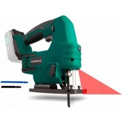 VONROC Scie Sauteuse Sans Fil VPower 20V. Sans Batterie, Ni Chargeur, 2 Lames De Scie Et Guide Parallèle Inclus
