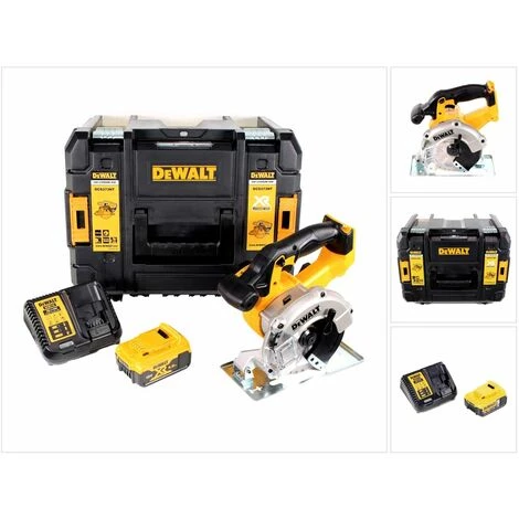 Dewalt DCS 373 P1 Scie Circulaire Sans Fil Métal 18V Li-Ion + Coffret De Transport TSTAK + Lame De Scie 140mm + 1 X Batterie DCB 184 5,0 Ah + Chargeur DCB 115 1 Dewalt DCS 373 P1 Scie Circulaire Sans Fil Métal 18V Li-Ion + Coffret De Transport TSTAK + Lame De Scie 140mm + 1 X Batterie DCB 184 5,0 Ah + Chargeur DCB 115