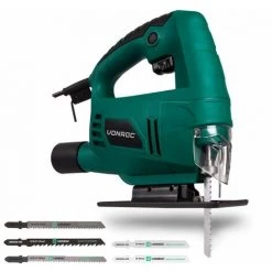 VONROC Scie Sauteuse 550W - 5 Lames De Scies, Système De Changement Rapide, Accessoires Et Sac De Rangement Inclus