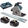 Makita DSP600PT2J1 Batterie Li-Ion 36V (2x 18V) Kit De Scie Plongeante (2x Batterie 5.0Ah) Dans MAKPAC , Y Compris Rail De Guidage - 165 X 20 Mm - Sans Balais