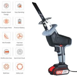 ASUPERMALL Electrique Sans Fil 18V Scie Alternative Li-Ion Chargeur Rapide Scie Alternative Pour Bois En Metal De Coupe A Vitesse Variable Et Sans Outil Lame Change 2 Batterie -Scie électrique portative Soldes 20277231 5