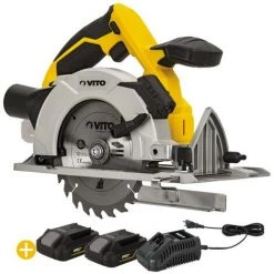 VITO PRO-POWER Scie Circulaire Sans Fil 20V Lithium Ion VITO EGO LI + 2 Batteries 2AH + Chargeur Rapide