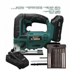 Scie Sauteuse Sans Fil 20 V Silex® ( Batterie 2 Ah ) + Jeu De Lames De Scie Sauteuse | 10 Pièces