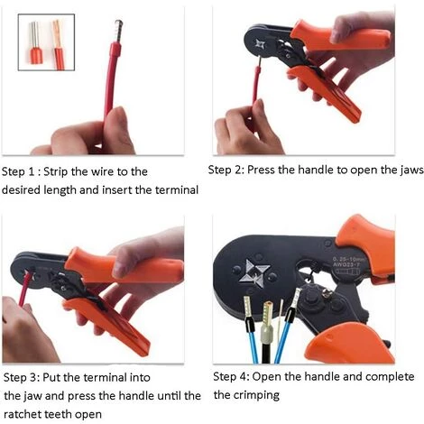 LANGRAY Outil De Sertissage De Virole, Outils De Sertissage Réglables De Pince à Sertir Dechengbao Utilisés Pour 0,25-10mm2 (AWG 23-7) Manchons De Cable, Sertisseuse De Fil 3 LANGRAY Outil De Sertissage De Virole, Outils De Sertissage Réglables De Pince à Sertir Dechengbao Utilisés Pour 0,25-10mm2 (AWG 23-7) Manchons De Cable, Sertisseuse De Fil – Image 3