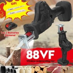 DRILLPRO 88VF Scie Alternative électrique Sans Fil Scie Sabre Pour Branches / Métal / PVC / Coupe De Bois Avec Lumière LED (avec Batterie Li-ion 2 PCS) -Scie électrique portative Soldes 27101955 4
