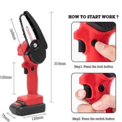 HAPPYSHOPPING Mini Scie A Chaine Electrique Sans Fil Rechargeable Scie A Chaine A Batterie Au Lithium Scie Electrique Scie A Bois Red Une Batterie Et Une Charge Norme Europeenne 220V, Emballage En Plastique -Scie électrique portative Soldes 27576487 3