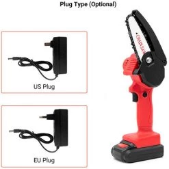 HAPPYSHOPPING Mini Scie A Chaine Electrique Sans Fil Rechargeable Scie A Chaine A Batterie Au Lithium Scie Electrique Scie A Bois Red Une Batterie Et Une Charge Norme Europeenne 220V, Emballage En Plastique -Scie électrique portative Soldes 27576487 4