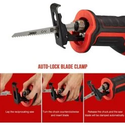 Scie Sabre Sans Fil TEENO,20V Scie Sabre à Batterie, Scie Egoîne Electrique Sans Fil, 5×Lames De Scie, Avec 3Ah Batteries,Boite En Plastique - Rouge -Scie électrique portative Soldes 27775187 3