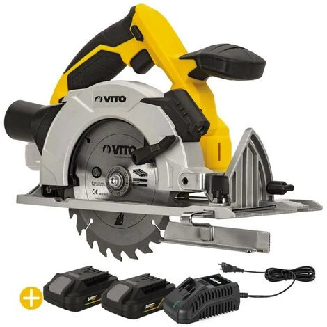 VITO PRO-POWER Scie Circulaire 20V Lithium Ion VITO EGO LI + 2 Batteries 4AH + Chargeur Rapide 1 VITO PRO-POWER Scie Circulaire 20V Lithium Ion VITO EGO LI + 2 Batteries 4AH + Chargeur Rapide