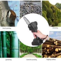 HAPPYSHOPPING Scie Achaine Electrique Sans Fil 21V, Taille De Coupe 10 Cm, Petite Scie Forestiere De Jardin, Scie Abois, Noir, Norme UE - Noir Norme UE -Scie électrique portative Soldes 29592298 2