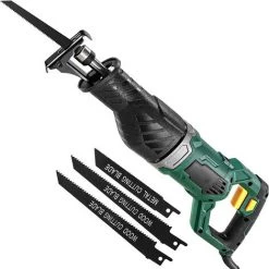 BEARSU Scie Sabre,Professional 1050W Scie Alternative 240V Avec 2500 SPM, Profondeur De Coupe: 150mm (Bois), 5mm (Métal), Course De Coupe 28mm, 3 Lames De Scie Remplaçables -TARS24P