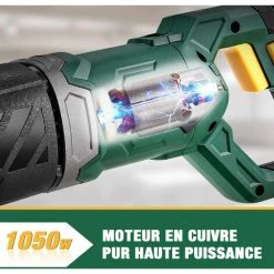 BEARSU Scie Sabre,Professional 1050W Scie Alternative 240V Avec 2500 SPM, Profondeur De Coupe: 150mm (Bois), 5mm (Métal), Course De Coupe 28mm, 3 Lames De Scie Remplaçables -TARS24P -Scie électrique portative Soldes 29667542 3