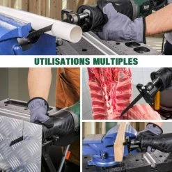 BEARSU Scie Sabre,Professional 1050W Scie Alternative 240V Avec 2500 SPM, Profondeur De Coupe: 150mm (Bois), 5mm (Métal), Course De Coupe 28mm, 3 Lames De Scie Remplaçables -TARS24P -Scie électrique portative Soldes 29667542 5