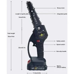 BRIDAY Mini Scie à Chaîne électrique 24V 12.7CM, Mini Tronçonneuse à Main électrique Avec 1 Batteries, 1 Charge -Scie électrique portative Soldes 29680407 3
