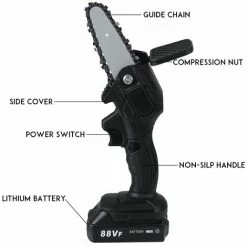 MOHOO Mini Scie à Chaine électrique Sans Fil 800W Machine De Coupe De Bois Noir Avec 1 Batterie 2500mAh 88V -Scie électrique portative Soldes 30344033 4