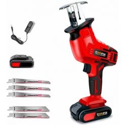 COOFIX 18V Scie Alternative Sans Fil Avec 5 Lame Différente Avec Une Batterie Et Un Chargeur
