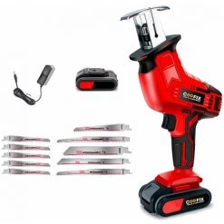 COOFIX 18V Scie Alternative Sans Fil Avec 10 Lame Différente Avec Une Batterie Et Un Chargeur