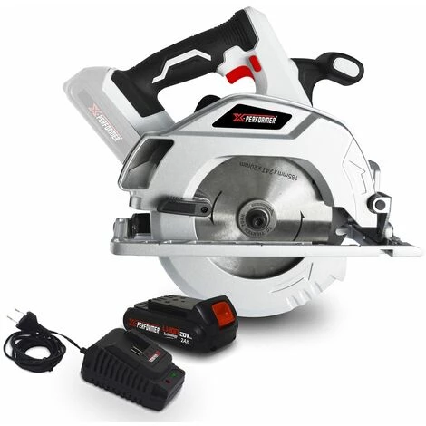 Scie Circulaire 20V - X-Performer XPCS20LI-BL 5100t/min - 185mm - 0-45° - Base En ALU - BATTERIE XPBAT2A + Chargeur 1 Scie Circulaire 20V - X-Performer XPCS20LI-BL 5100t/min - 185mm - 0-45° - Base En ALU - BATTERIE XPBAT2A + Chargeur