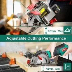 Scie Circulaire, HYCHIKA 750W 3500RPM Mini Scie Circulaire Avec Guide Laser Et Parallèle, 6 Lames, Profondeur De Coupe 0-48 Mm, Convient Pour Couper Du Bois, Plastique, Métal Mou -Scie électrique portative Soldes 31787752 3