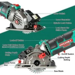 Scie Circulaire, HYCHIKA 500W Mini Scie Circulaire, 4500RPM, Profondeur De Coupe: 0-25mm, Moteur En Cuivre Pur, 3 Lames Pour Les Coupes De Bois, De Métal Mou, De Carreaux Et De Plastique -Scie électrique portative Soldes 31787757 3