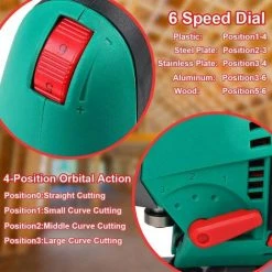 Scie Sauteuse Laser 800W HYCHIKA, Max. Profondeur De Coupe: 110mm, 800-3000SPM, 6 Vitesses Réglables, 4 Modes De Coupe, Angle D'inclinaison ±45 °, 6 Lames De Scie Avec Boîte De Rangement Pour Lame De Scie -Scie électrique portative Soldes 31787758 3