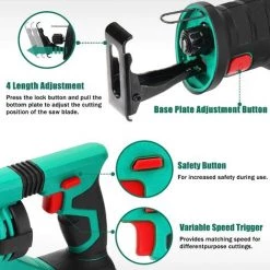 Scie Sabre à Batterie, HYCHIKA 18V Scie Egoîne Electrique Sans Fil, Vitesses Réglables 0-2800RPM, 4×Lames De Scie, Avec 2Ah, 2×Batteries, 1h Chargeur Rapide, Idéal Pour La Coupe Du Bois Et Du Métal -Scie électrique portative Soldes 31787762 3