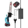 KKmoon 8 Pouces 21V Mini Scie A Chaine Electrique Sans Fil Scie A Chaine Portative Pour L'exploitation Forestiere Et La Coupe D'arbres Au Lithium Portable Scie A Chaine Electrique Au Lithium Deux Chargeurs, Norme Europeenne 220V