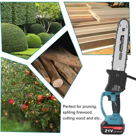 KKmoon 10 Pouces 21V Mini Scie A Chaine Electrique Sans Fil Scie A Chaine Portative Pour L'exploitation Forestiere Et La Coupe D'arbres Au Lithium Portable Scie A Chaine Electrique Au Lithium Deux Chargeurs, Norme Europeenne 220V 2 KKmoon 10 Pouces 21V Mini Scie A Chaine Electrique Sans Fil Scie A Chaine Portative Pour L'exploitation Forestiere Et La Coupe D'arbres Au Lithium Portable Scie A Chaine Electrique Au Lithium Deux Chargeurs, Norme Europeenne 220V – Image 2