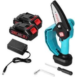 HAPPYSHOPPING Scie Sabre 24V, Scie Electrique Au Lithium, Moteur Brosse, Petite Scie Electrique Rechargeable, Deux Chargeurs Electriques, Norme Europeenne 220V Bleu - Norme Europeenne 220V Bleu -Scie électrique portative Soldes 32994187 2