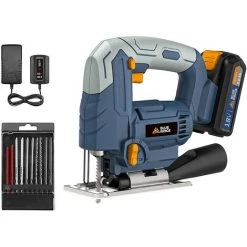 Scie Sauteuse Sans Fil 18V BLUE RIDGE, Course 24mm, Coupe Bevel 45°, Lampe LED Avec 10pcs Kits, BR2802