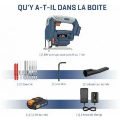 Scie Sauteuse Sans Fil 18V BLUE RIDGE, Course 24mm, Coupe Bevel 45°, Lampe LED Avec 10pcs Kits, BR2802 -Scie électrique portative Soldes 33620507 3