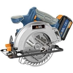 WESCO BlueRidge 18V Scie Circulaire Sans Fil 165mm, Protection & Sabot En Aluminium, 4,0Ah Li-ion Batterie, BR2803