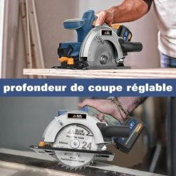 WESCO BlueRidge 18V Scie Circulaire Sans Fil 165mm, Protection & Sabot En Aluminium, 4,0Ah Li-ion Batterie, BR2803 6 WESCO BlueRidge 18V Scie Circulaire Sans Fil 165mm, Protection & Sabot En Aluminium, 4,0Ah Li-ion Batterie, BR2803 -Scie électrique portative Soldes 33627373 3