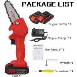 SWAGX 88V 1080W 2 Batterie 100mm Scie à Chaine électrique Sans Fil Outil De Coupe De Bois De Jardin Rouge -Scie électrique portative Soldes 33730628 3