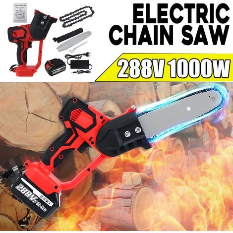 SWAGX Scie à Chaine électrique 288V Scie à Chaine électrique Sans Fil (rouge, Avec 2 Batterie) 1 SWAGX Scie à Chaine électrique 288V Scie à Chaine électrique Sans Fil (rouge, Avec 2 Batterie)
