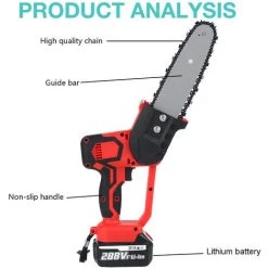 SWAGX Scie à Chaine électrique 288V Scie à Chaine électrique Sans Fil (rouge, Avec 2 Batterie) 8 SWAGX Scie à Chaine électrique 288V Scie à Chaine électrique Sans Fil (rouge, Avec 2 Batterie) -Scie électrique portative Soldes 33731096 4