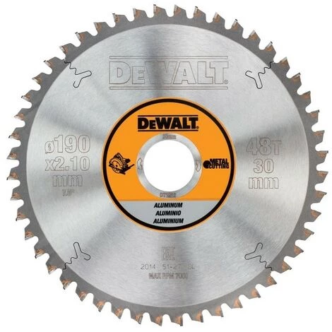 DEWALT DT1912-QZ - Cie Circulaire Portative 190x30mm 48D Pourl'aluminium TCG -5 ° 2 DEWALT DT1912-QZ - Cie Circulaire Portative 190x30mm 48D Pourl'aluminium TCG -5 ° – Image 2