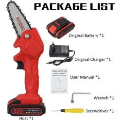 VIOLEWORKS 88V 1080W 4 Pouce Scie à Bois Portable Scie à Chaine Tronconneuse à Batterie élagueuse électrique Sans Fil (Rouge, 1 Batterie) -Scie électrique portative Soldes 35322951 4