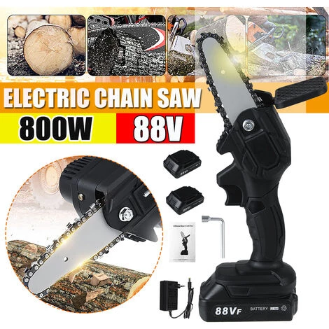 TIGA Mini Scie à Chaine électrique Sans Fil 800W Machine De Coupe De Bois Noir Avec 1 Batterie 2500mAh 88V 2 TIGA Mini Scie à Chaine électrique Sans Fil 800W Machine De Coupe De Bois Noir Avec 1 Batterie 2500mAh 88V – Image 2