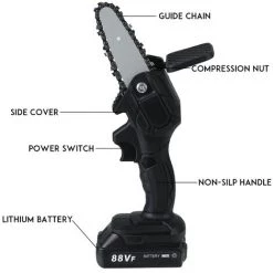 TIGA Mini Scie à Chaine électrique Sans Fil 800W Machine De Coupe De Bois Noir Avec 1 Batterie 2500mAh 88V 8 TIGA Mini Scie à Chaine électrique Sans Fil 800W Machine De Coupe De Bois Noir Avec 1 Batterie 2500mAh 88V -Scie électrique portative Soldes 35626277 4