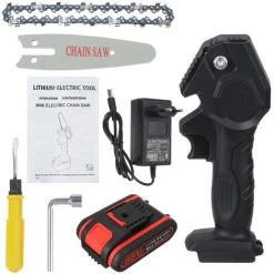 TIGA Scie à Chaine électrique 1 Batterie 88V 1080W 4 Pouce Sans Fil Outil De Coupe De Bois De Jardin Noir -Scie électrique portative Soldes 36209920 5