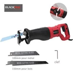 BLACKPINE - Scie Sabre, Poignées Orientables, Scie Égoïne 900W 0~2800RPM, 2 Lames, Profondeur De Coupe: Bois & Plastique 0-326mm, Métal 0-300mm