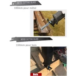 BLACKPINE - Scie Sabre, Poignées Orientables, Scie Égoïne 900W 0~2800RPM, 2 Lames, Profondeur De Coupe: Bois & Plastique 0-326mm, Métal 0-300mm -Scie électrique portative Soldes 36532949 4