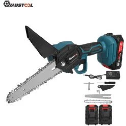 TIGA MUSTOOL Scie à Chaine électrique 6 Pouce 1200W 88V Pour 2 Batteries Avec Housse De Projection -Scie électrique portative Soldes 36572151 3