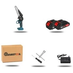 TIGA MUSTOOL Scie à Chaine électrique 6 Pouce 1200W 88V Pour 2 Batteries Avec Housse De Projection -Scie électrique portative Soldes 36572151 5