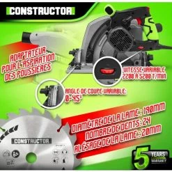 Scie Circulaire Plongeante 1400W - Constructor -Scie électrique portative Soldes 36619900 3